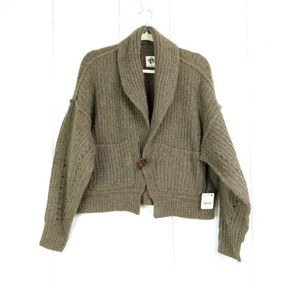 We the Free Cardigan Women SZ S Wool Blend Jackson Oversized Boxy Shawl Neck NWT - Picture 1 of 10